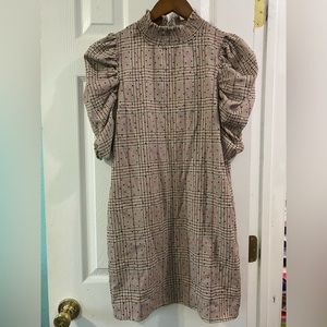 Puff Sleeve Plaid Dress